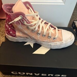 Converse High Top Sneakers in Peach and Burgundy